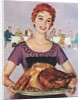 American wife presenting perfect Thanksgiving turkey by Anonymous
