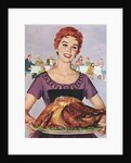 American wife presenting perfect Thanksgiving turkey by Anonymous