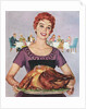American wife presenting perfect Thanksgiving turkey by Anonymous