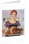 American wife presenting perfect Thanksgiving turkey by Anonymous
