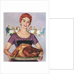 American wife presenting perfect Thanksgiving turkey by Anonymous