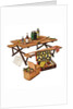 Picnic table with picnic basket and dish set by Anonymous