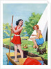 Two young girls camping by Anonymous