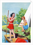 Two young girls camping by Anonymous