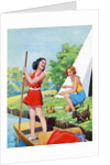 Two young girls camping by Anonymous