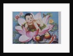 Chinese New Year's poster with baby in lotus blossom by Anonymous