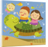 The image of children playing with sea creature by Anonymous