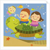 The image of children playing with sea creature by Anonymous