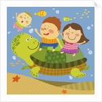 The image of children playing with sea creature by Anonymous