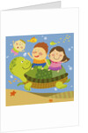 The image of children playing with sea creature by Anonymous