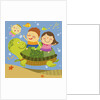 The image of children playing with sea creature by Anonymous