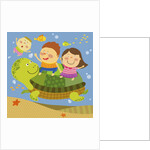 The image of children playing with sea creature by Anonymous