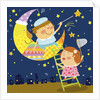 The image of children playing with moon and star by Anonymous