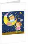 The image of children playing with moon and star by Anonymous