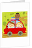 The image of children riding on the red car by Anonymous