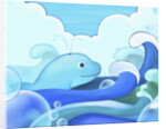 The image of blue whale with wave by Anonymous
