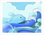 The image of blue whale with wave by Anonymous