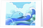 The image of blue whale with wave by Anonymous