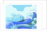 The image of blue whale with wave by Anonymous