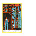 Muscular laborers constructing bridge by Anonymous
