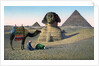 Men praying to Mecca in front of the Sphinx and pyramids by Anonymous
