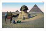 Men praying to Mecca in front of the Sphinx and pyramids by Anonymous