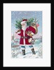 A Merry Christmas with Santa Claus in a snowy town by Anonymous