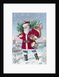 A Merry Christmas with Santa Claus in a snowy town by Anonymous