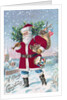 A Merry Christmas with Santa Claus in a snowy town by Anonymous