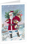 A Merry Christmas with Santa Claus in a snowy town by Anonymous
