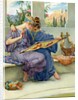 Two Greek beauties sewing on a terrace by Anonymous
