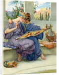 Two Greek beauties sewing on a terrace by Anonymous