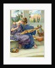 Two Greek beauties sewing on a terrace by Anonymous