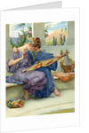 Two Greek beauties sewing on a terrace by Anonymous