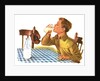 Young boy drinking a glass of milk by Anonymous