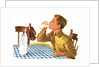 Young boy drinking a glass of milk by Anonymous
