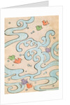 Woodblock print of stylized birds flying over water by Anonymous