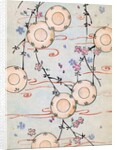 Woodblock print of lanterns in a blooming cherry tree by Anonymous