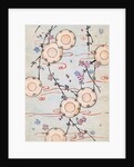 Woodblock print of lanterns in a blooming cherry tree by Anonymous