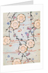 Woodblock print of lanterns in a blooming cherry tree by Anonymous