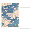 Woodblock print of country cottages with rivers and cherry blossoms by Anonymous