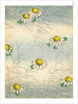 Woodblock print of daisy blossoms and grass by Anonymous