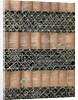 Woodblock print of a bamboo and mesh fence by Anonymous