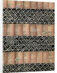 Woodblock print of a bamboo and mesh fence by Anonymous
