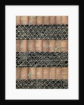 Woodblock print of a bamboo and mesh fence by Anonymous