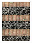Woodblock print of a bamboo and mesh fence by Anonymous