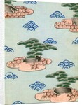 Woodblock print of trees on islands in a lake by Anonymous