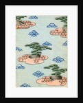 Woodblock print of trees on islands in a lake by Anonymous
