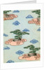 Woodblock print of trees on islands in a lake by Anonymous