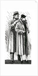 Stylish couple putting on raincoats in the rain by Anonymous